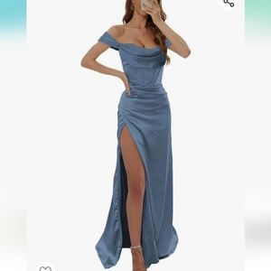 Dusty blue corset gown